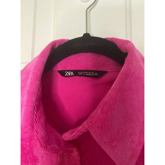 Zara Pink Corduroy Shirt Jacket Size Small - Picture 6 of 10